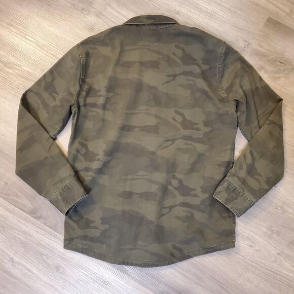 Abercrombie & Fitch Button Shirt Mens Small Green Camo Field Shacket Cotton - Picture 2 of 6